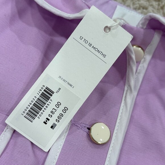 Janie And Jack Baby Girls Lilac Jacket With Pockets & Button Detail NWT 12-18 Mo - Picture 5 of 5